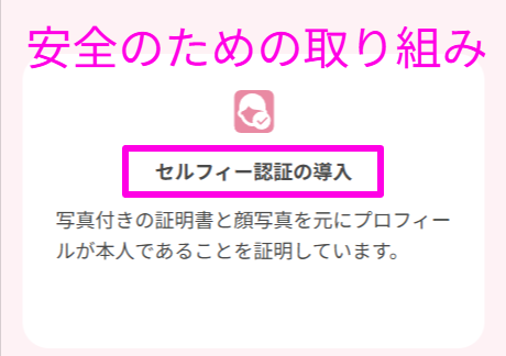 ワクワクメール公式サイトのセルフィー認証機能の解説部分（2026年4月時点）